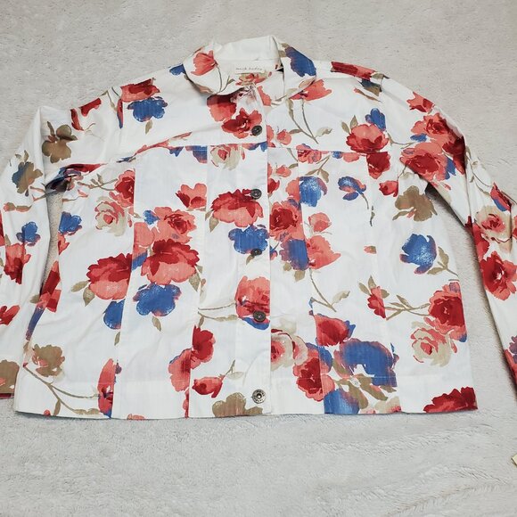 NWT Marsh Landing‎ White Red Blue Floral Cottagecore Romantic Top Skirt Set L 10 - Picture 2 of 16